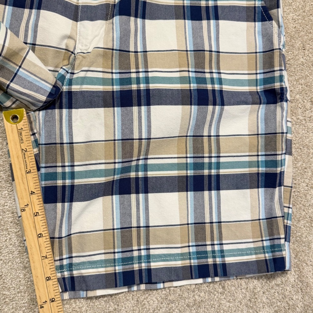 Croft‎ & Barrow Shorts Mens 36 Blue Tan Plaid Flat Front Cotton Blend Casual - Picture 4 of 6